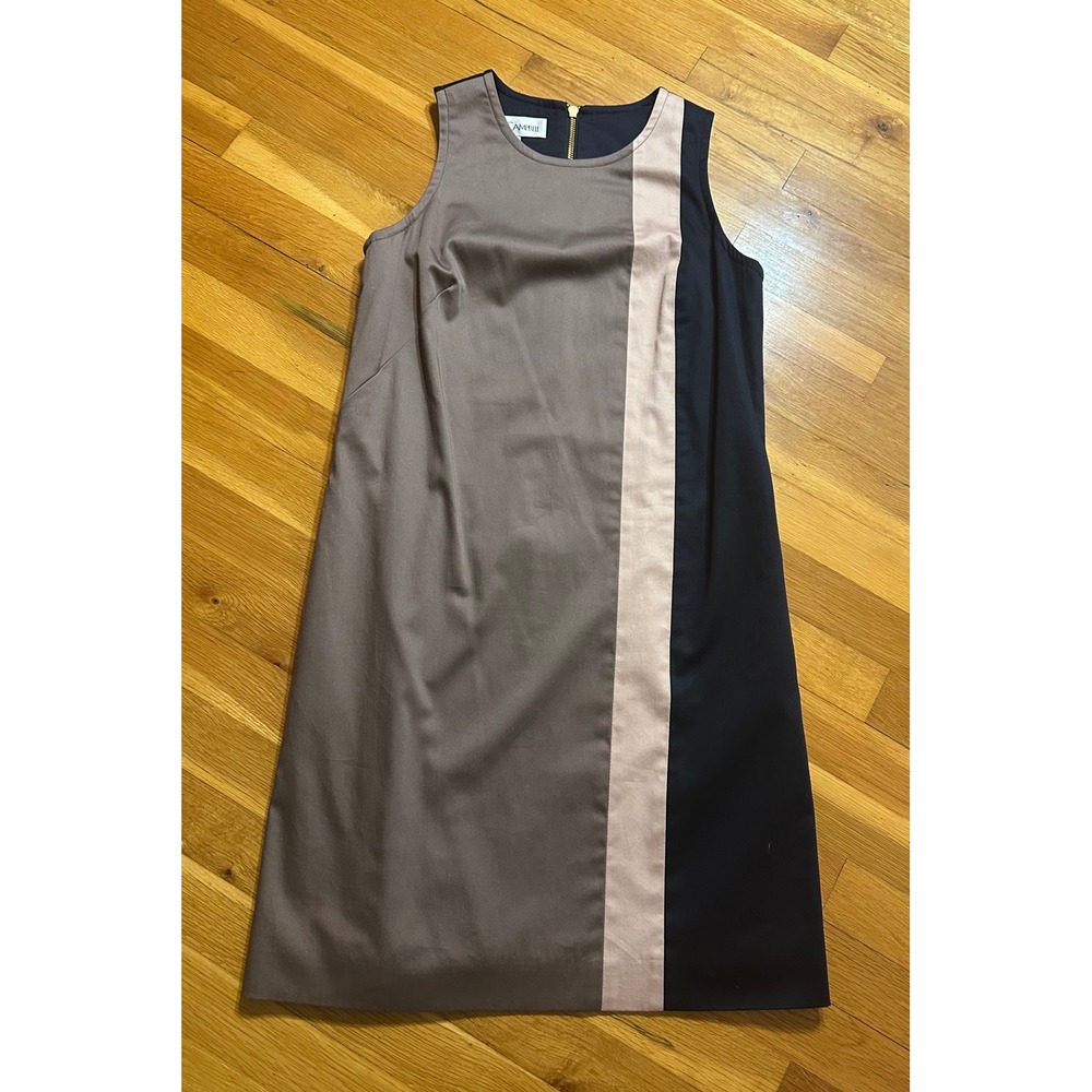 Sara‎ Campbell Womens 6 Colorblock Shift Dress Sleeveless Navy Taupe Pink USA